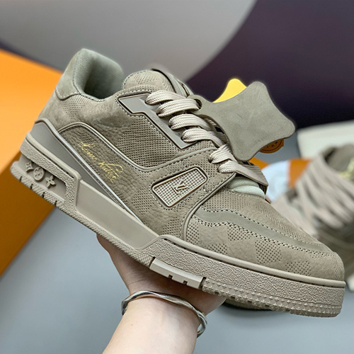 [홍콩명품.LOUIS VUITTON] 루이비통 25SS 로고 다미에 트레이너 스니커즈 운동화 (카라멜), SE5766, PMD, 명품스니커즈,운동화,구두,로퍼,하이탑,신발