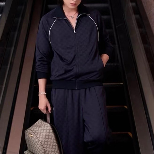 [홍콩명품.Gucci] 구찌 25SS 로고 GG수프림 트레이닝 집업 자켓 + 조거 팬츠 바지 상하의 세트 (네이비), BM22941, KB, 레플리카의류,미러급사이트