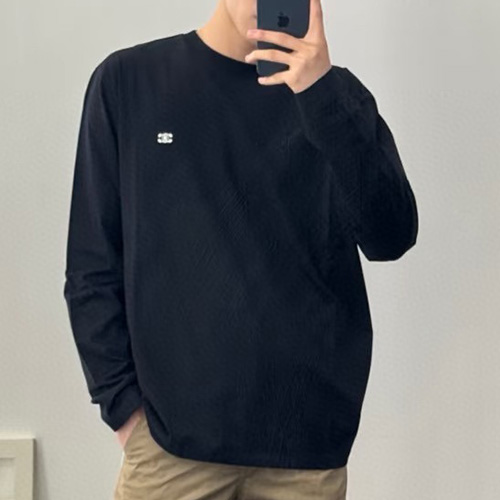 [홍콩명품.CELINE] 셀린느 25SS 로고 자수 긴팔 티셔츠 (네이비), BM22947, KB, 레플리카의류,미러급사이트