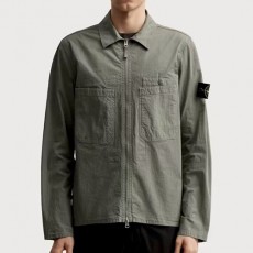 [홍콩명품.Stone Island] 스톤아일랜드 25SS 로고 탈부착 Mil-Spec Stretch Ripstop - TC 카라 집업 자켓 (카키), BM23019, X2, 레플리카의류,미러급사이트