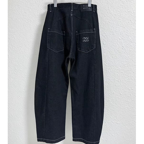 [가격문의][홍콩명품,MIU MIU] 미우미우 25SS 로고 오버핏 데님 팬츠 진 청바지 (네이비), BM23036, X2, 레플리카의류,미러급사이트