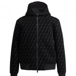 [홍콩명품,FENDI] 펜디 25SS 로고 FF패턴 후드 집업 자켓 (블랙), BM23116, JL, 레플리카의류,미러급사이트