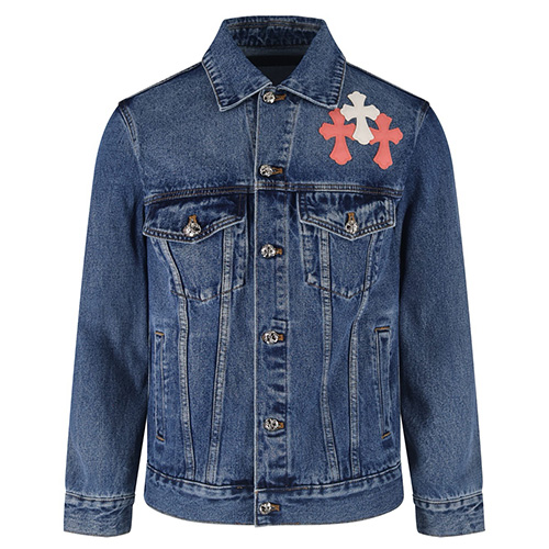 [홍콩명품.Chrome Hearts] 크롬하츠 25SS 로고 크로스 장식 데님 자켓, BM23123, JL, 레플리카의류,미러급사이트