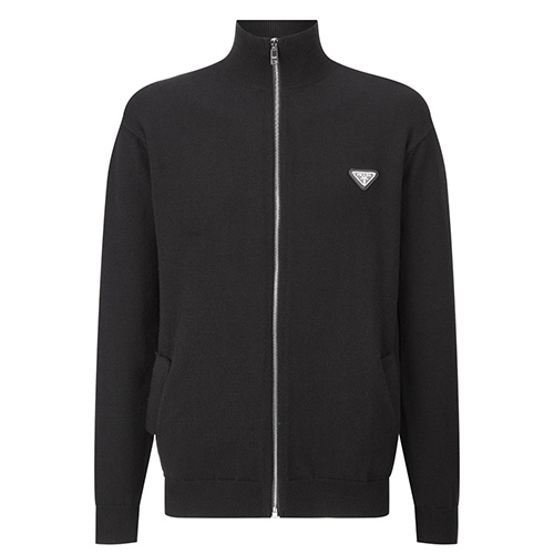 [홍콩명품,PRADA] 프라다 25SS 삼각로고 하이넥 니트 가디건 집업 자켓 (블랙), BM23151, JL, 레플리카의류,미러급사이트