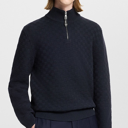 [홍콩명품.LOUIS VUITTON] 루이비통 25SS 로고 울 하프집업 니트 티셔츠 1AIHNC, BM23153, JL, 레플리카의류,미러급사이트