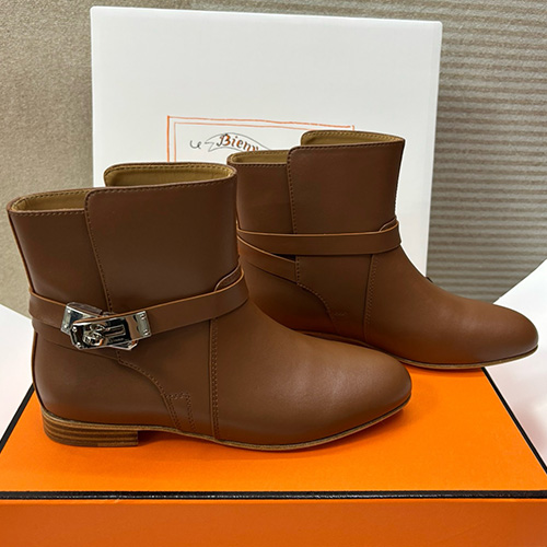 [홍콩명품.Hermes] 에르메스 25SS 로고 여성 KELLY 레더 가죽 구두 부츠 (브라운-은장), SE5813, 명품스니커즈,운동화,구두,로퍼,하이탑,신발