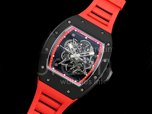 [홍콩명품시계.RICHARD MILLE] 리차드밀레 RM055 블랙 세라믹 스켈레톤 다이얼 레드 스트랩