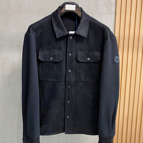 [가격문의][홍콩명품.MONCLER] 몽클레어 25SS 로고 레더 가죽 레이어드 카라 자켓 (2컬러), BM23203, KSM, 레플리카의류,미러급사이트