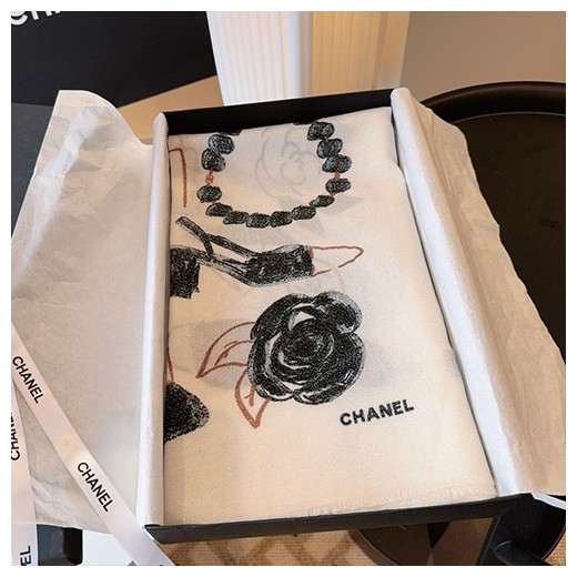 [홍콩명품.CHANEL] 샤넬 25SS 로고 패턴 110-200 실크 캐시미어 스카프 머플러 (2컬러), ET3170, 홍콩명품의류,구매대행,온라인명품