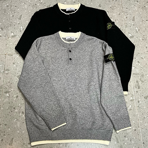 [홍콩명품.Stone Island] 스톤아일랜드 25SS 로고 탈부착 니트 스웨터 (2컬러), BM23496, ST1, 레플리카의류,미러급사이트