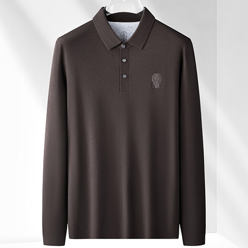 [홍콩명품.Brunello Cucinelli ] 브루넬로 쿠치넬리 25SS 로고 캐시미어 카라 폴로 긴팔 티셔츠 (5컬러), BM23617, HH, 레플리카의류,미러급사이트