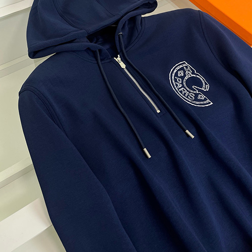 [홍콩명품.Hermes] 에르메스 25SS 로고 하프지퍼 후드 티셔츠 (2컬러), BM23648, HH, 레플리카의류,미러급사이트