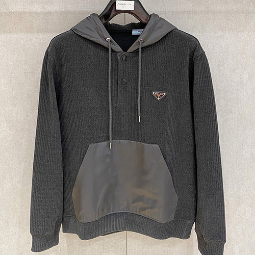 [홍콩명품,PRADA] 프라다 25SS 삼각로고 니트 후드 티셔츠 (2컬러), BM23657, HH, 레플리카의류,미러급사이트