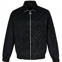 [홍콩명품.LOUIS VUITTON] 루이비통 25SS 로고 모노그램 레더 가죽 카라 봄버 자켓 (블랙), BM23797, JU, 레플리카의류,미러급사이트