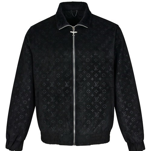 [홍콩명품.LOUIS VUITTON] 루이비통 25SS 로고 모노그램 레더 가죽 카라 봄버 자켓 (블랙), BM23797, JU, 레플리카의류,미러급사이트
