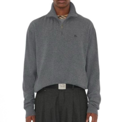 [홍콩명품.Burberry] 버버리 25SS 로고 하이넥 하프지퍼 캐시미어 니트 스웨터 (그레이), BM23957, JL, 레플리카의류,미러급사이트