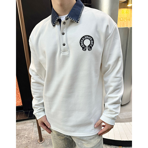 [홍콩명품.Chrome Hearts] 크롬하츠 25SS 로고 자수 카라 폴로 긴팔 티셔츠 (2컬러), BM24052, KK, 레플리카의류,미러급사이트