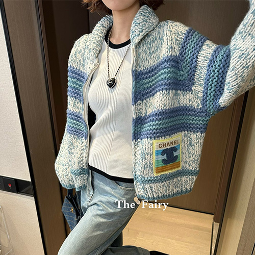 [홍콩명품.CHANEL] 샤넬 25SS 로고 패턴 여성 니트 가디건 집업 자켓, BM24088, TBG, 레플리카의류,미러급사이트