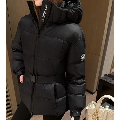 [홍콩명품,Christian Dior] 디올 25SS 로고 여성 벨티드 후드 다운 패딩 자켓 (2컬러), BM24158, MC, 레플리카의류,미러급사이트