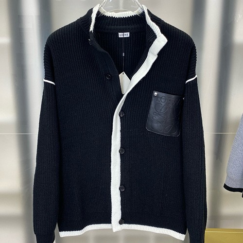 [홍콩명품.LOEWE] 로에베 25SS 로고 터틀넥 레더 포켓 니트 가디건 자켓 (2컬러), BM24177, HH, 레플리카의류,미러급사이트
