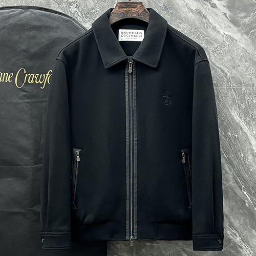 [홍콩명품.Brunello Cucinelli ] 브루넬로 쿠치넬리 25SS 로고 자수 구스다운 카라 패딩 자켓 (2컬러), BM24213, HH, 레플리카의류,미러급사이트