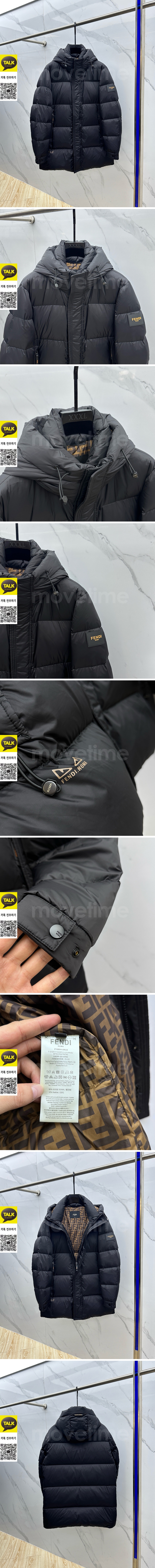 [홍콩명품,FENDI] 펜디 25SS 로고 후드 다운 패딩 코트 자켓 (블랙), BM24221, HH, 레플리카의류,미러급사이트