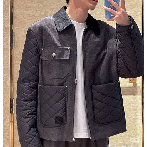 [홍콩명품.LOUIS VUITTON] 루이비통 25SS 로고 레이어드 카라 솜패딩 자켓 1AIMYM (블랙), BM24262, KK, 레플리카의류,미러급사이트