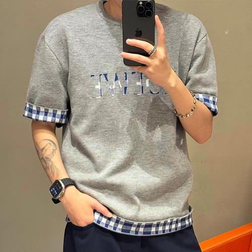 [홍콩명품.LOEWE] 로에베 25SS 로고 니트 반팔 티셔츠 (2컬러), BM24269, KB, 레플리카의류,미러급사이트