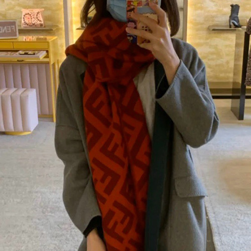 [홍콩명품,FENDI] 펜디 26SS 로고 FF패턴 45-170 캐시미어 스카프 머플러 (레드), ET3285, JX, 홍콩명품의류,구매대행,온라인명품