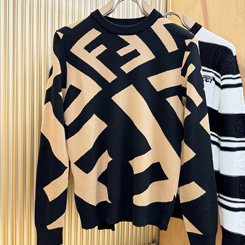 [홍콩명품,FENDI] 펜디 26SS 로고 FF패턴 캐시미어 니트 스웨터 (블랙), BM24361, 레플리카의류,미러급사이트
