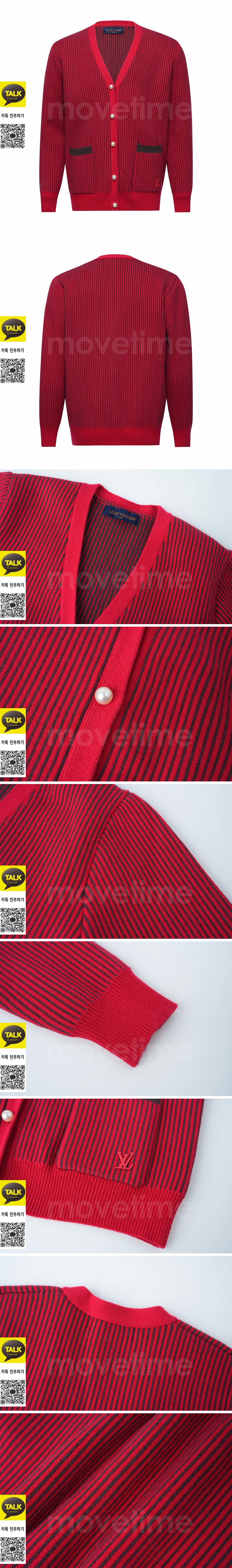 [홍콩명품.LOUIS VUITTON] 루이비통 26SS 로고 패턴  V넥 니트 가디건 1AFXXY (레드), BM24367, 레플리카의류,미러급사이트