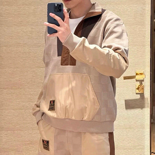 [홍콩명품.LOUIS VUITTON] 루이비통 26SS 로고 다미에 하이브리드 하프 집업 남성 풀오버 1AIMJZ + 팬츠 바지 상하의 세트, BM24510, YS, 레플리카의류,미러급사이트