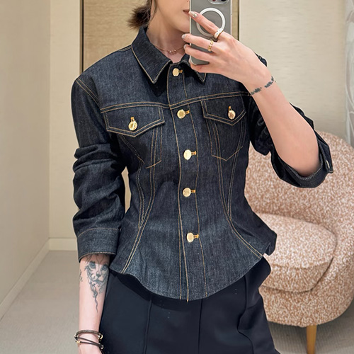 [홍콩명품.LOUIS VUITTON] 루이비통 26SS 로고 여성 데님 카라 자켓, BM24600, MC, 레플리카의류,미러급사이트