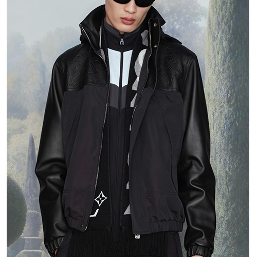 [홍콩명품.Louis Vuitton] 루이비통 26SS 로고 가죽 믹스 윈드브레이커 50 1AJBS9, BM24631, PG, 레플리카의류,미러급사이트