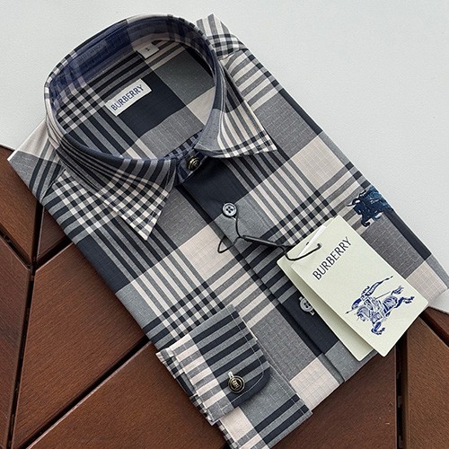 [홍콩명품.Burberry] 버버리 26SS 로고 자수 체크패턴 남방 셔츠 (그레이), BM24682, 레플리카의류,미러급사이트