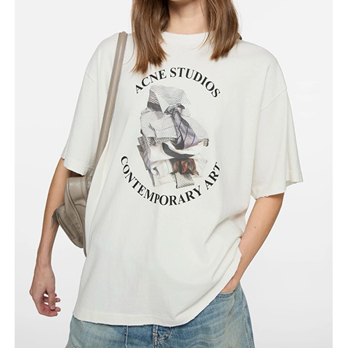 [홍콩명품.ACNE STUDIO] 아크네스튜디오 26SS 로고 그래픽 프린트 반팔 티셔츠 (화이트), BM24809, KK, 레플리카의류,미러급사이트