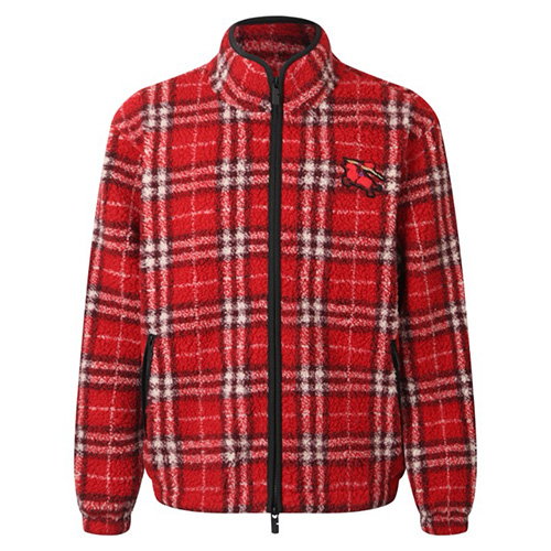 [홍콩명품.Burberry] 버버리 26SS 로고 체크패턴 터틀넥 플리스 집업 자켓 (레드), BM24828, KK, 레플리카의류,미러급사이트