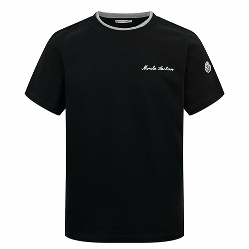 [홍콩명품.MONCLER] 몽클레어 26SS 로고 자수 반팔 티셔츠 (블랙), BM24833, JL, 레플리카의류,미러급사이트