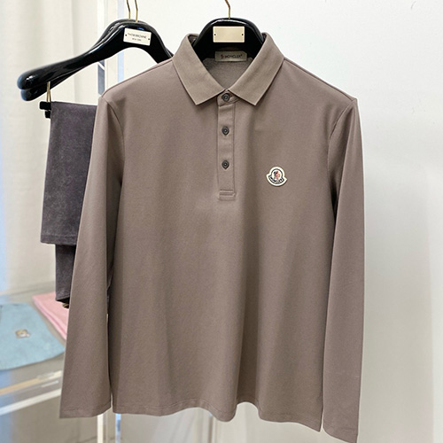 [홍콩명품.MONCLER] 몽클레어 26SS 로고 카라 폴로 긴팔 티셔츠 (브라운), BM24886, KSM, 레플리카의류,미러급사이트