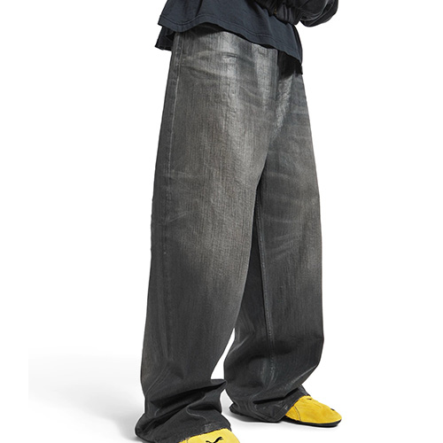 [가격문의][홍콩명품.BALENCIAGA] 발렌시아가 26SS 로고 오버핏 데님 팬츠 진 청바지 (다크그레이), BM24951, JL, 레플리카의류,미러급사이트