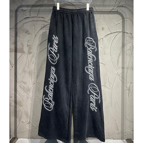 [홍콩명품.BALENCIAGA] 발렌시아가 26SS 로고 Cursive Baggy 워싱 조거 팬츠 바지 (블랙), BM25166, 무료배송