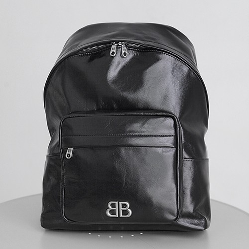 발렌시아가 로고 Monaco BB 레더 가죽 백팩 (블랙) 26SS