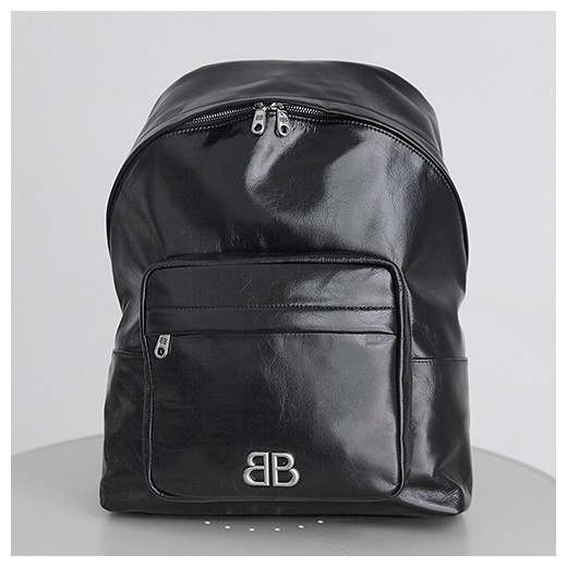 발렌시아가 로고 Monaco BB 레더 가죽 백팩 (블랙) 26SS