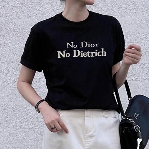 디올 로고 No Dior, No Dietrich 반팔 티셔츠 (블랙) 26SS