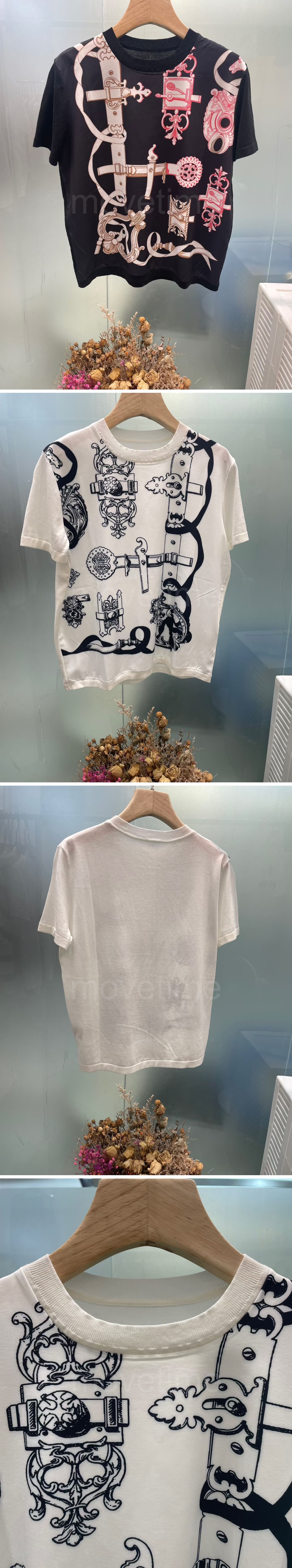 에르메스 로고 패턴 여성 실크 반팔 티셔츠 (2컬러) 26SS 상세이미지 2