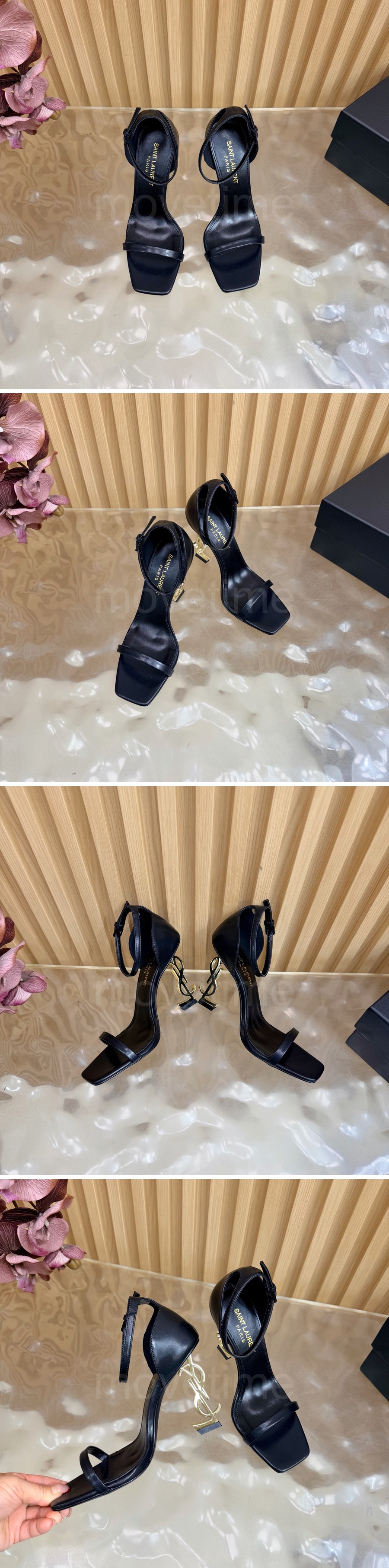 입생로랑 로고 여성 레더 가죽 10.5cm 힐 샌들 (2컬러) 26SS 상세이미지 3