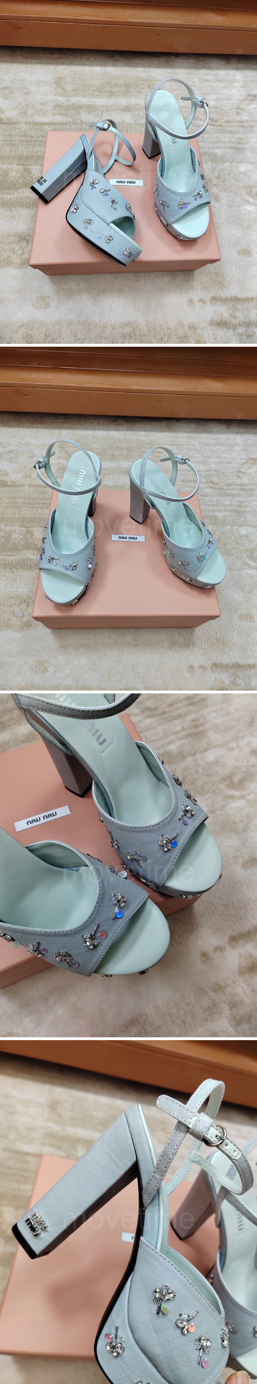 미우미우 로고 여성 레더 가죽 12cm 굽 샌들 (4컬러) 26SS 상세이미지 6