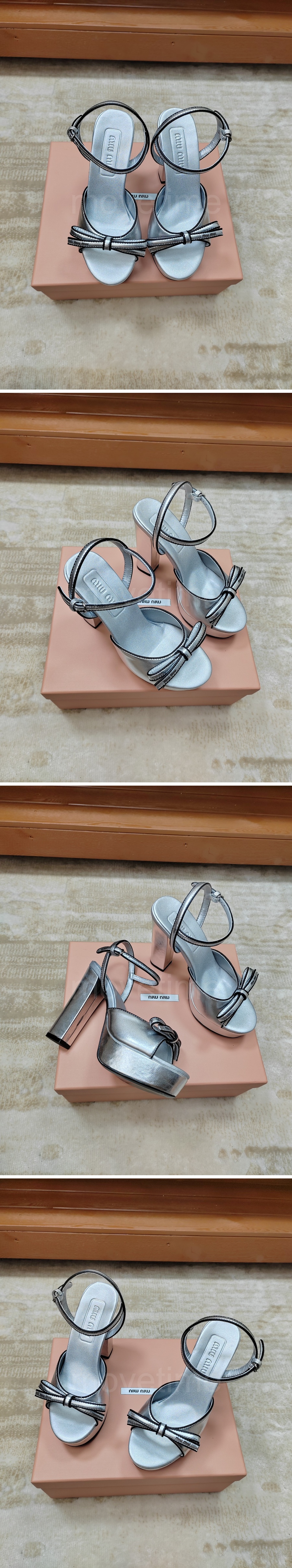 미우미우 로고 여성 레더 가죽 12cm 굽 샌들 (4컬러) 26SS 상세이미지 2