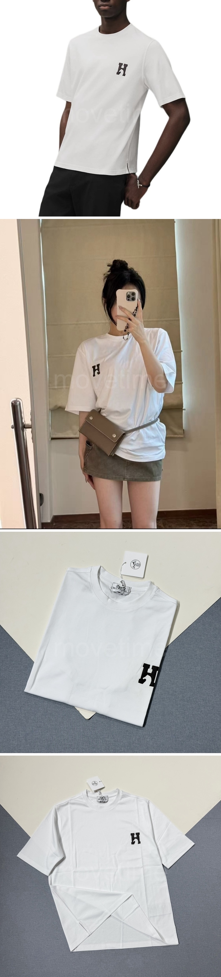에르메스 로고 H 반팔 티셔츠 (화이트) 26SS 상세이미지 2
