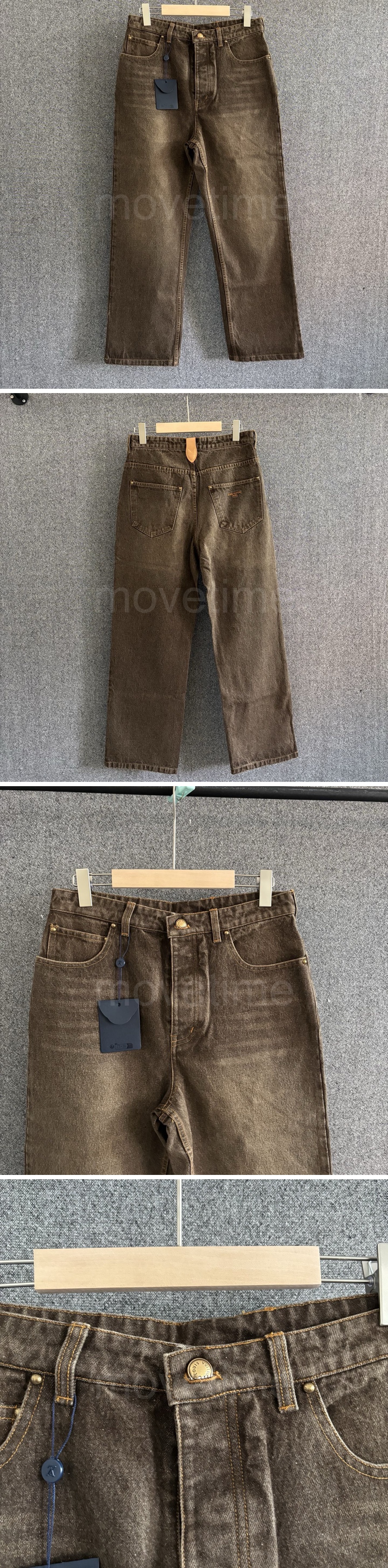 루이비통 로고 워싱 데님 카라 자켓 + 데님 팬츠 진 청바지 상하의 세트 (그레이) 26SS 상세이미지 5